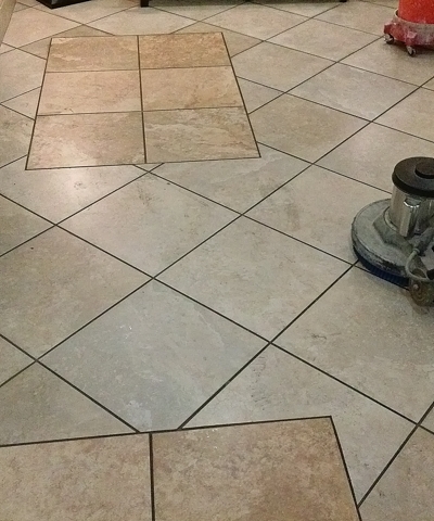 grout rhino cleaning entry lobby before
